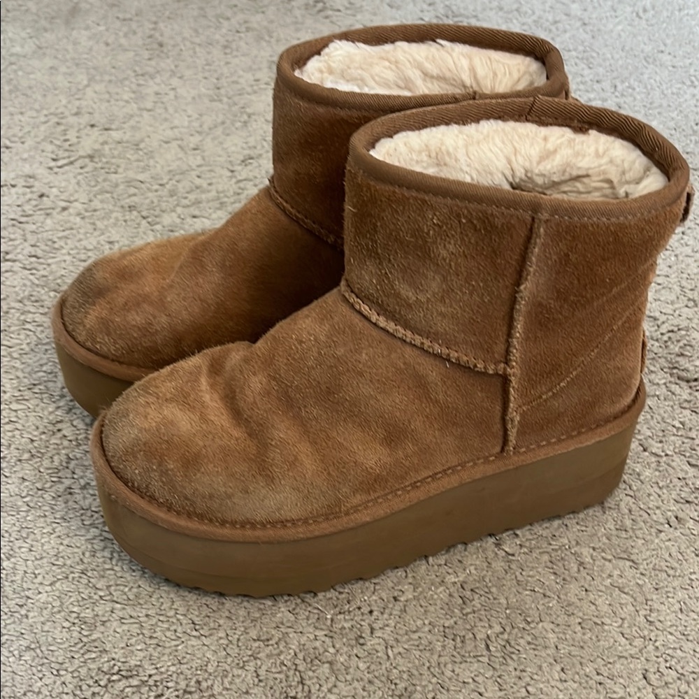 UGG Tan Suede Women's Winter platform Boots